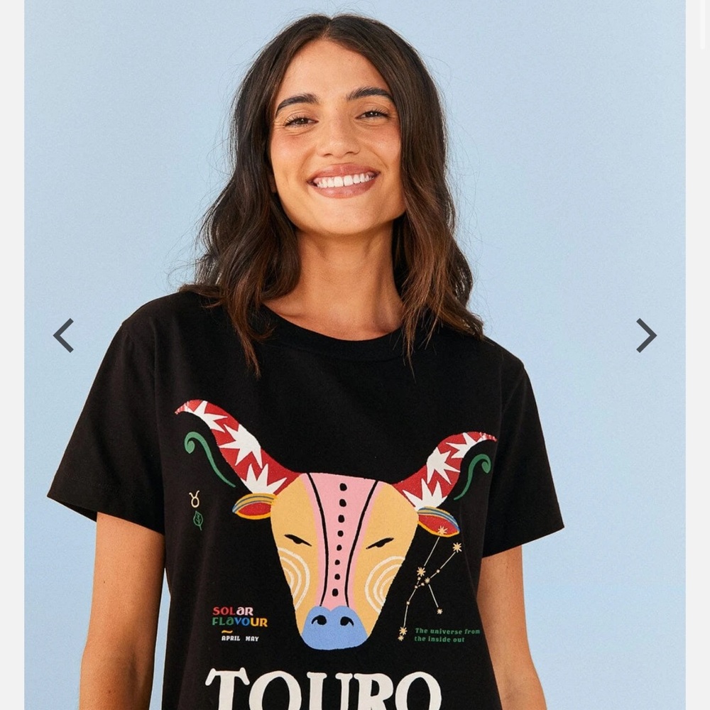 FARM Rio Black Tee with Colorful Bull Design